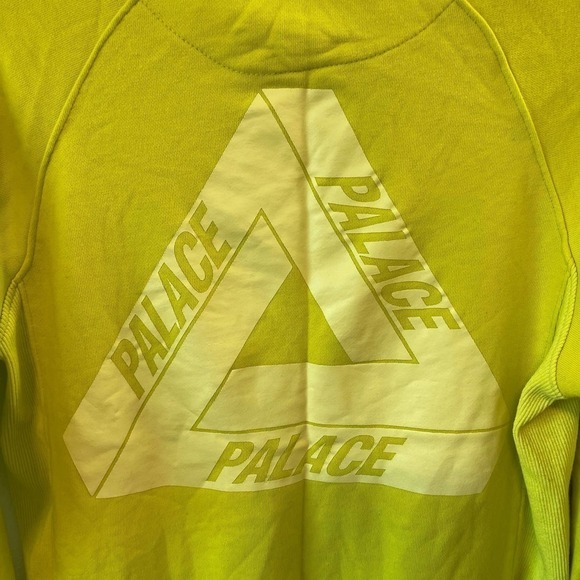Palace Logo Slub Crew Neck Long Sleeve Pullover Sweatshirt Lime Green Small - Picture 9 of 12